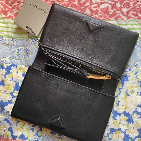 ALLSAINTS Harluna Leather Wallet in Black - Picture 2 of 8